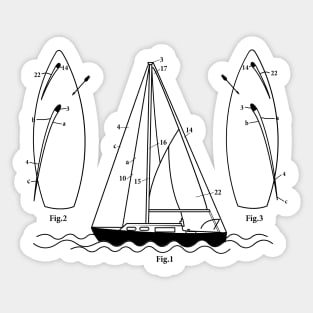 Boat Blueprint Captain Sailing Sticker